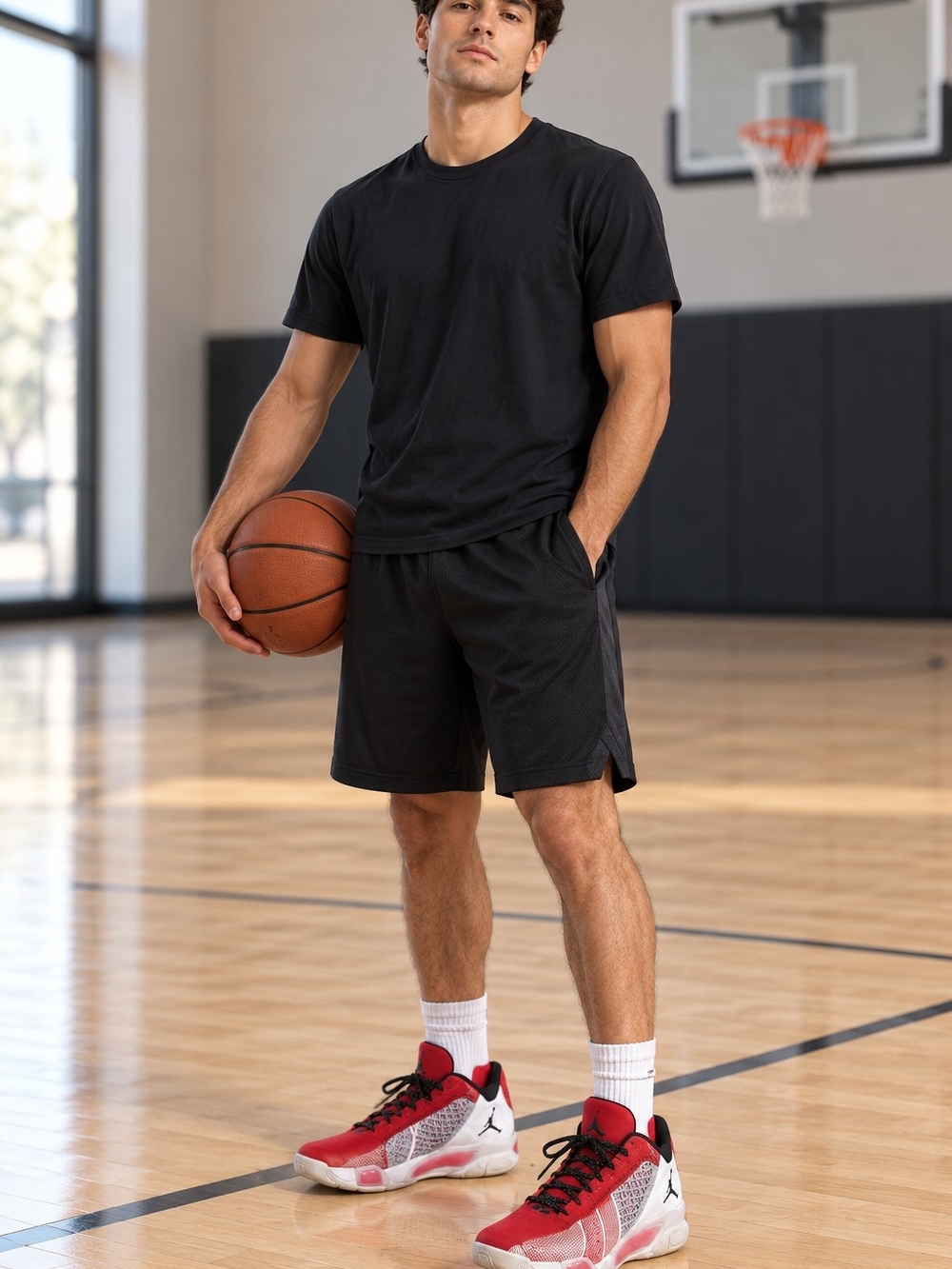Jordan Kids Red Black White Basketball Sneakers